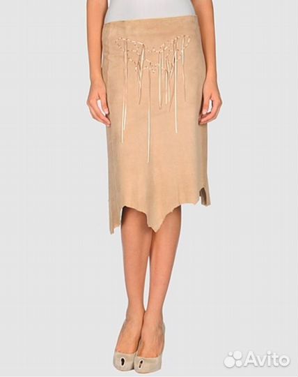 Кожаная юбка миди