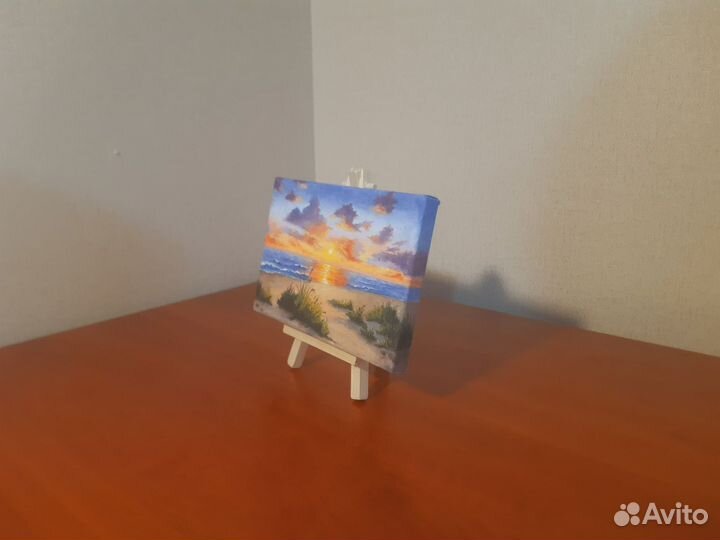 Мини картина маслом море дюны