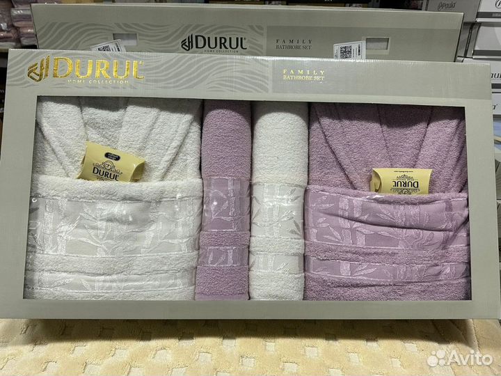 Семейный подарочный набор халат+полотенце Турция