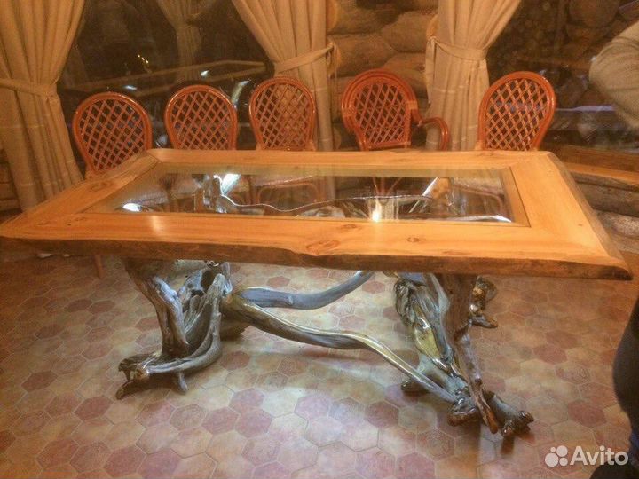 Стол деревянный дизайнерский слэб и массив