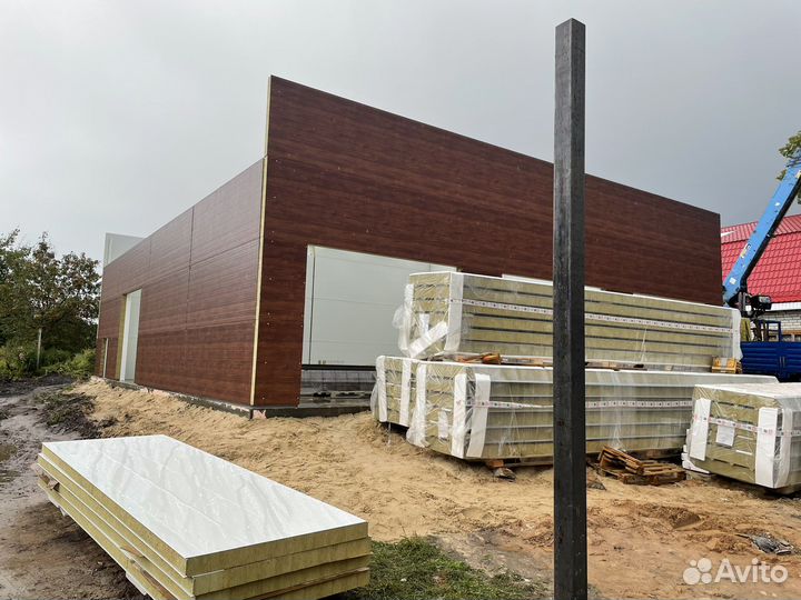 Монтаж сэндвич панелей и профнастила