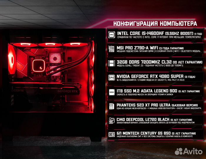 Игровой пк 4080 super/ 14600K/ 32Gb 7200MHz