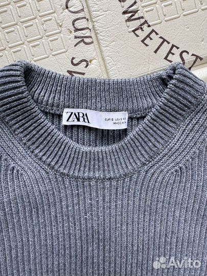 Свитер zara базовый серый