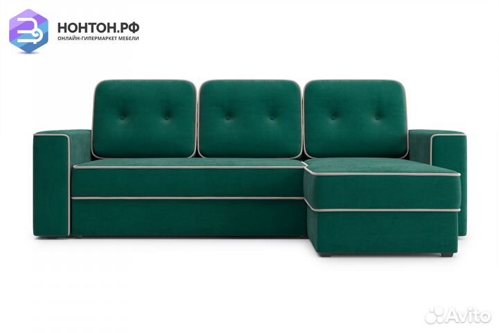 Диван угловой дельфин Берген изумрудный