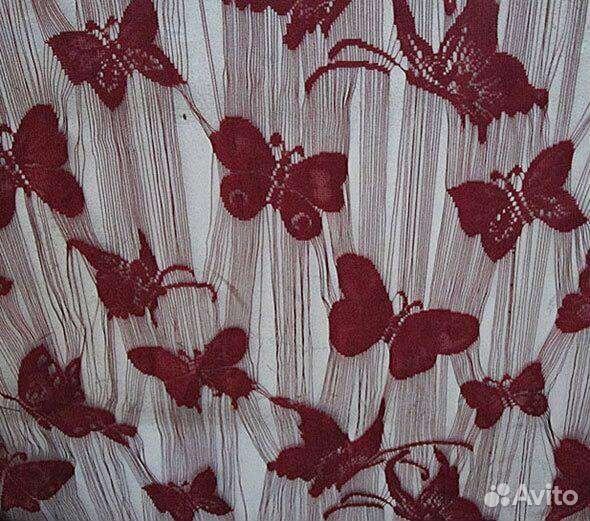 Нитяные шторы бабочки. Светло-бардовый