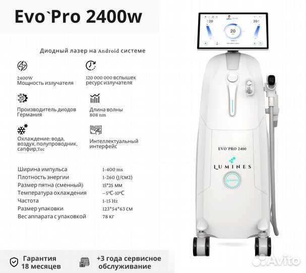 Аппарат для эпиляции люминес Evo Pro 2400в