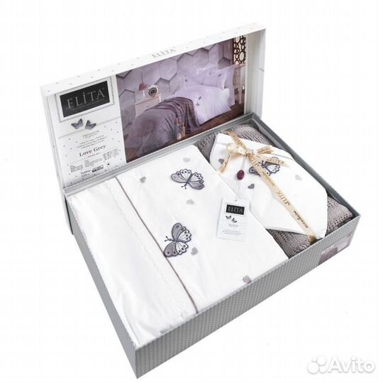 Постельное белье + плед, Elita Турция.размер Евро