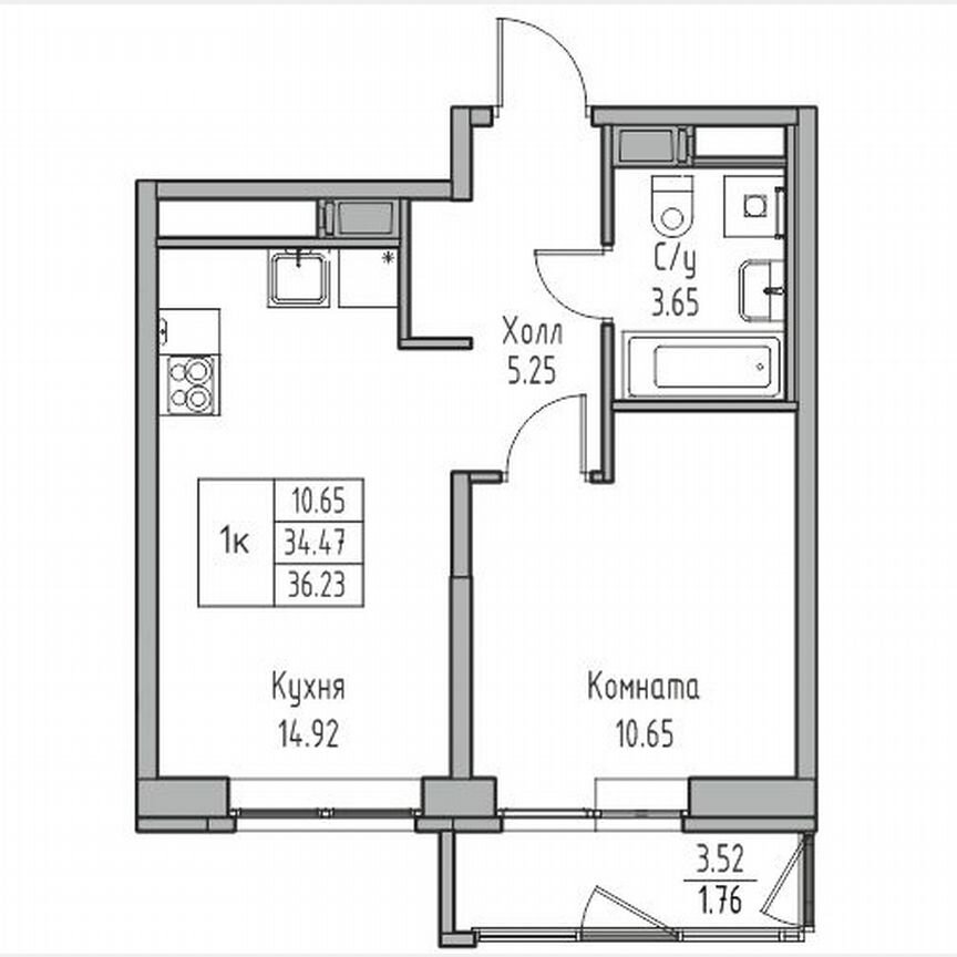 1-к. квартира, 36,2 м², 5/23 эт.