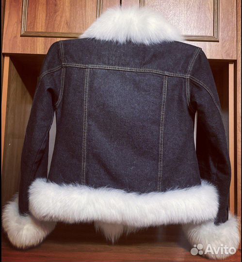 Джинсовая парка с натуральным мехом