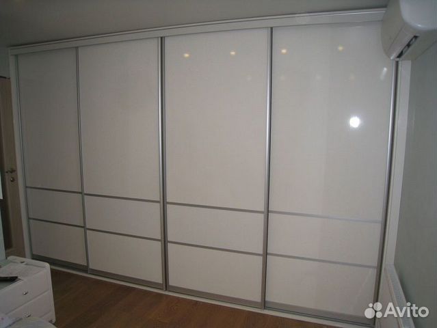 Двери купе для шкафа с белым стеклом шк-145