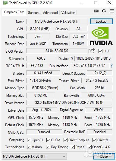 Asus RTX 3070ti TUF OC