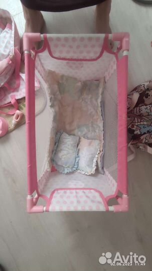 Кукла пупс ELC, кроватка, переноска и ещё