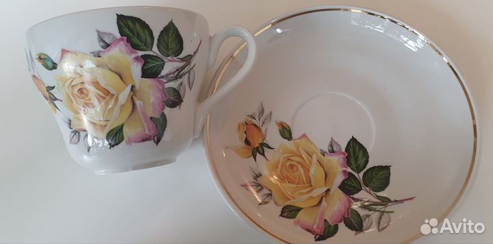 Чайная пара (большая) кружка бокал фарфор Вербилки