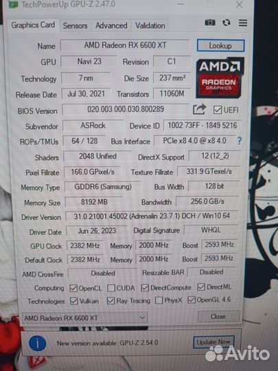 Видеокарта Asrock 6600 xt oc