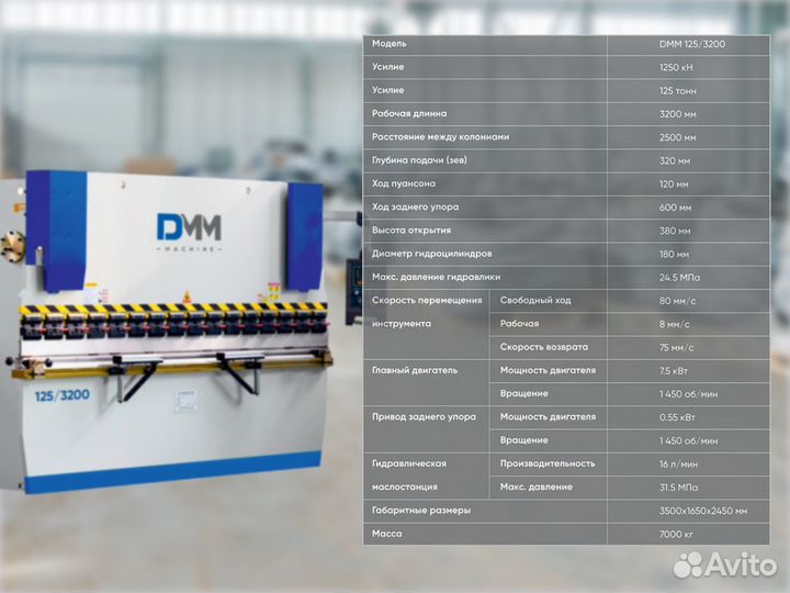 Листогибочный гидравлический пресс DMM 125/3213