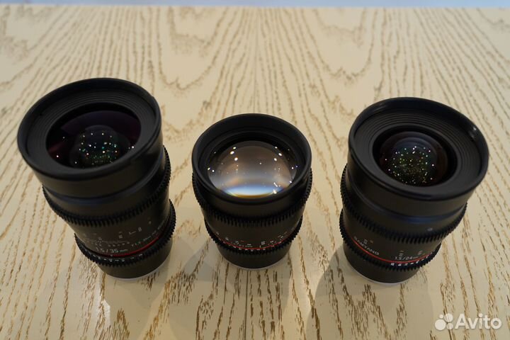 Продаю Samyang vdslr Sony E T1.5 24mm, 35mm, 85mm