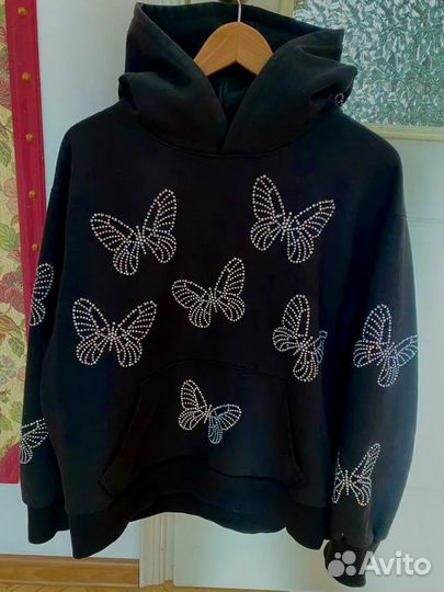 Толстовка haliky Swarovski Butterflies черная М