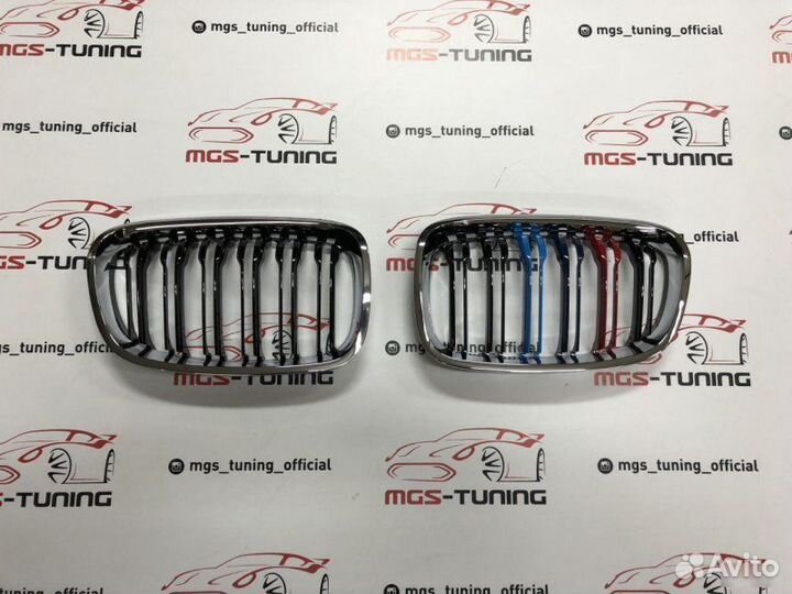 Решетка BMW 1 серии f20 в стиле м1 хром+триколор