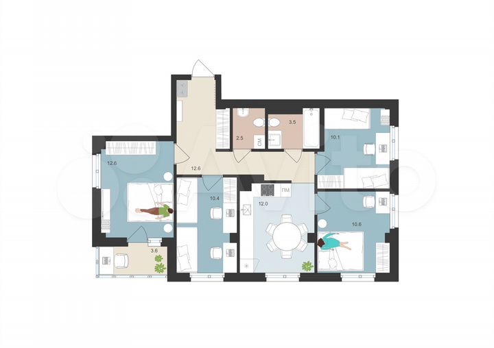 4-к. квартира, 76,1 м², 8/16 эт.