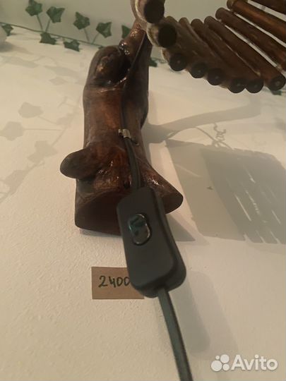 Торшер лампа ручной работы из дерева лакированная