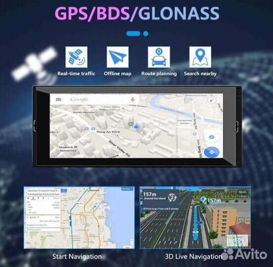 Магнитола 1 Din. Дисплей 6.9 Дюймов. 2/32 Gb