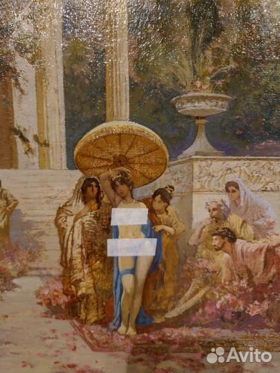 Старинная антикварная большая картина. 19 в