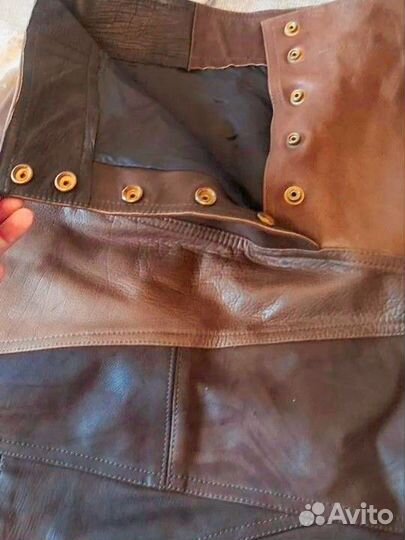 Кожаная юбка миди