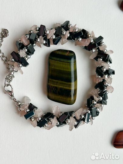 Браслет из Розового кварца и гематита