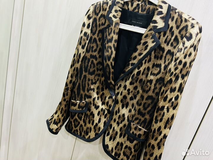 Шелковый пиджак блейзер леопард Zara