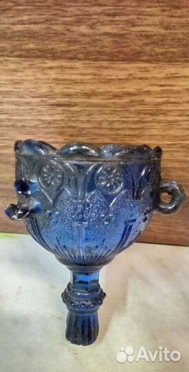 Старинная Лампада Подвесная Из Синего Стекла. Высо