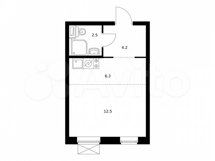 Квартира-студия, 25,5 м², 19/20 эт.