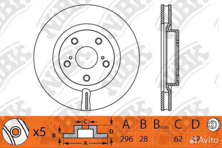 Nibk RN1241 / RN1241V Диск тормозной перед
