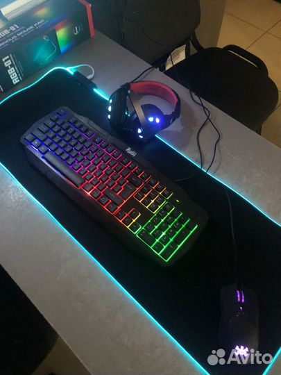 Коврик для мышки игровой с RGB подсветкой NEW