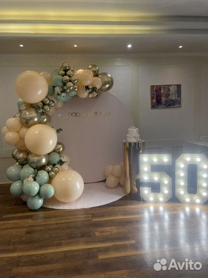 Аренда неоновых надписей, цифр с лампочками, фигур