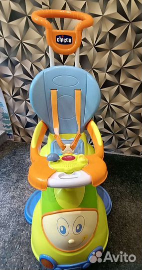 Машинка каталка с родительской ручкой chicco