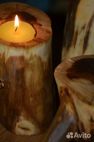 Подсвечник,дерево,свечи