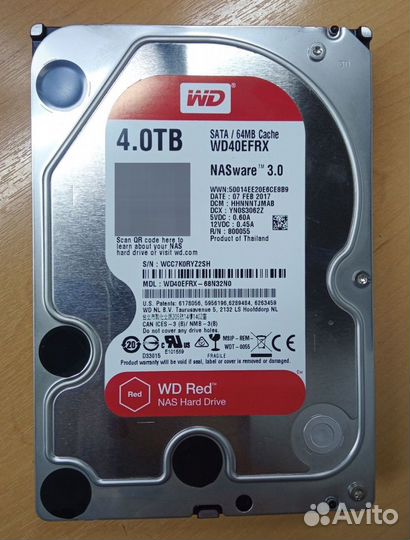 Жесткий диск hdd WD 4Tb WD40efrx