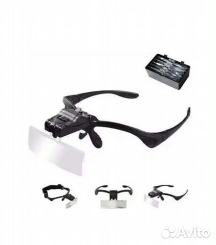 Очки лупа с подсветкой и сменными линзами