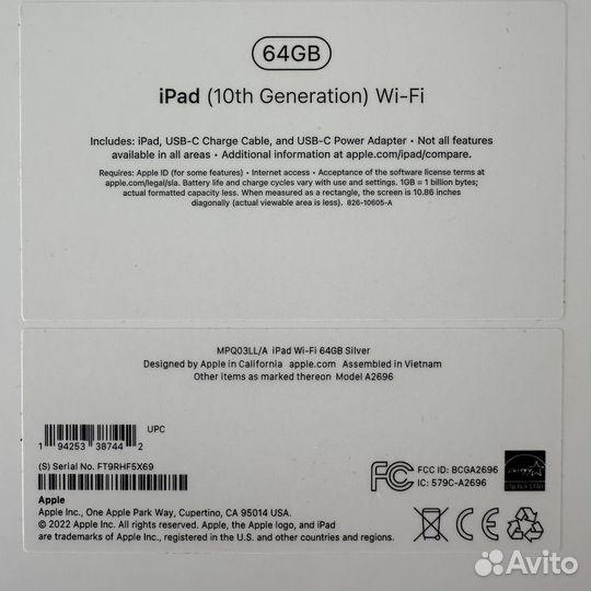 Планшет Apple iPad 2022 4/64 GB WiFi серый Silver