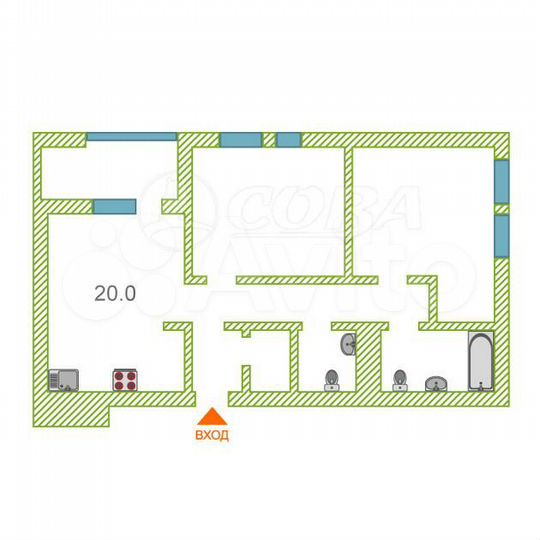 2-к. квартира, 73,7 м², 9/19 эт.