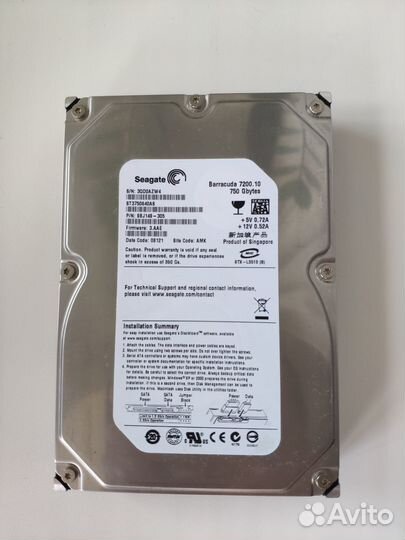 Жесткий диск HDD Seagate Barracuda 750 Gb