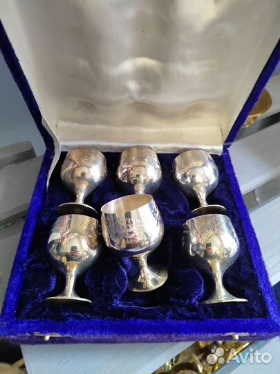 Комплект 6 Винтажных Посеребренных Рюмок