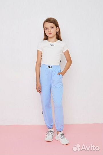 Джоггеры для девочек (голубые)