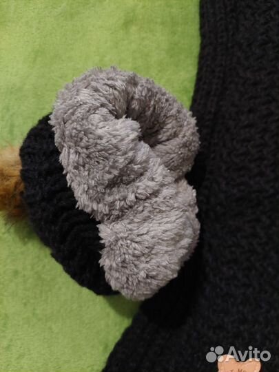 Зимний комплект шапка и снуд вязаный