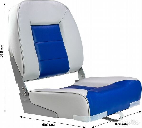 Кресло складное мягкое, обивка винил, серый/синий