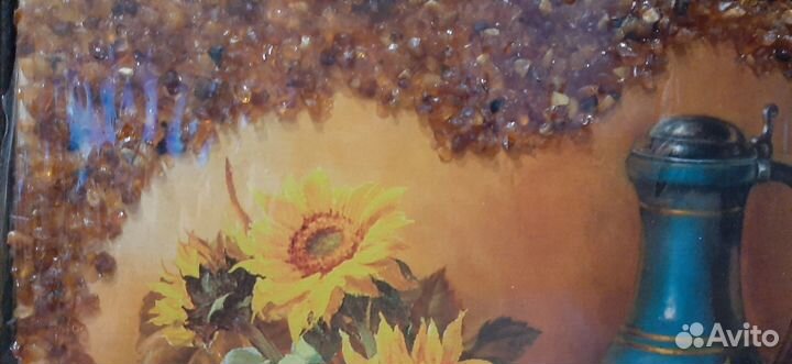 Постер в раме с янтарной крошкой