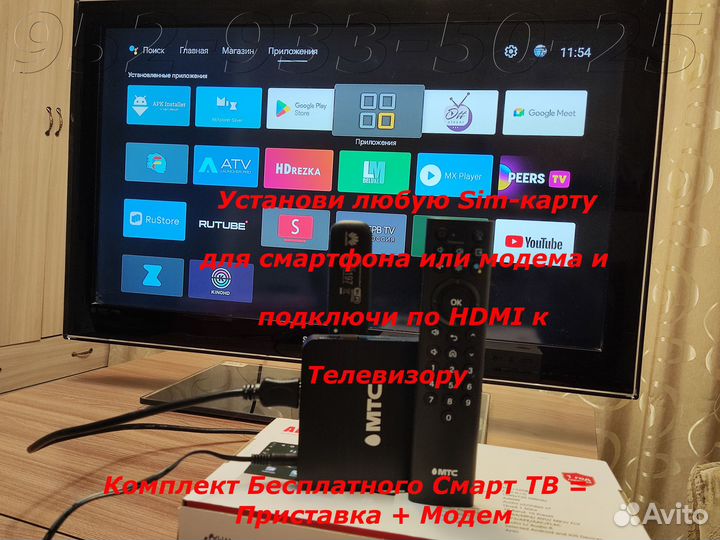 Комплект Бесплатного Смарт тв Приставка + Модем