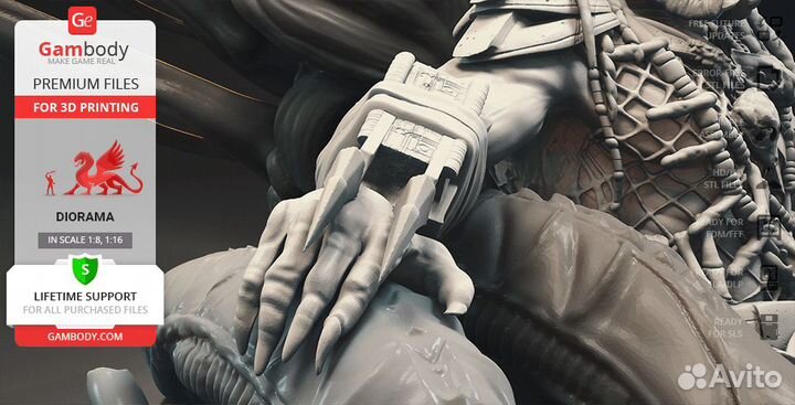 STL модель Хищника на троне (Predator on Throne)