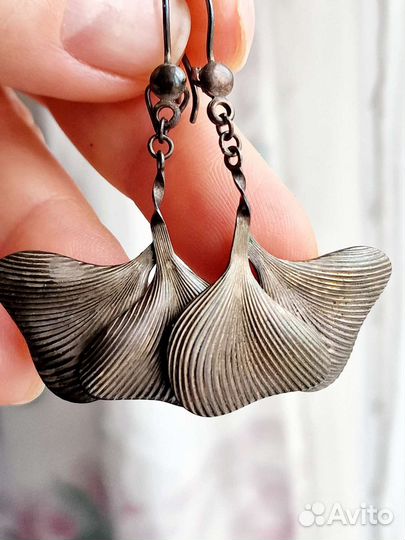 Серебряные серьги 916, 925 янтарь