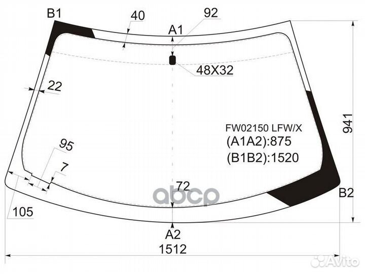 Стекло лобовое Mitsubishi Eclipse 99-06 FW02150